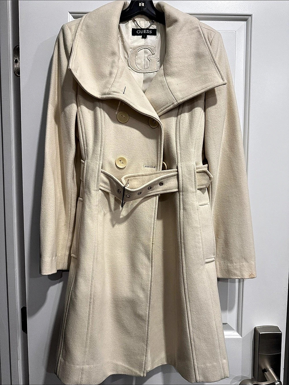 GUESS Cream Belted Trench Coat